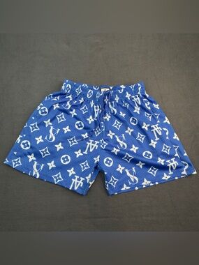 VERSAILLES Blue Monogram Athletic Mesh Shorts Activewear Streetwear